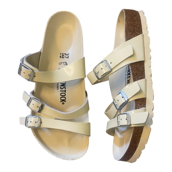 Birkenstock Franca Natural Leather Patent - High Shine Butter Sz 37 Regular - Picture 1 of 6